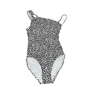 Michael Michael Kors Black Cheetah One Shoulder Swim Suit Size 6‎